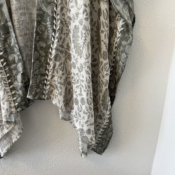 NWT J.Jill Kimono Size S-L Green Embroidered Open Cotton Blend Boho Lagenlook - Picture 7 of 13